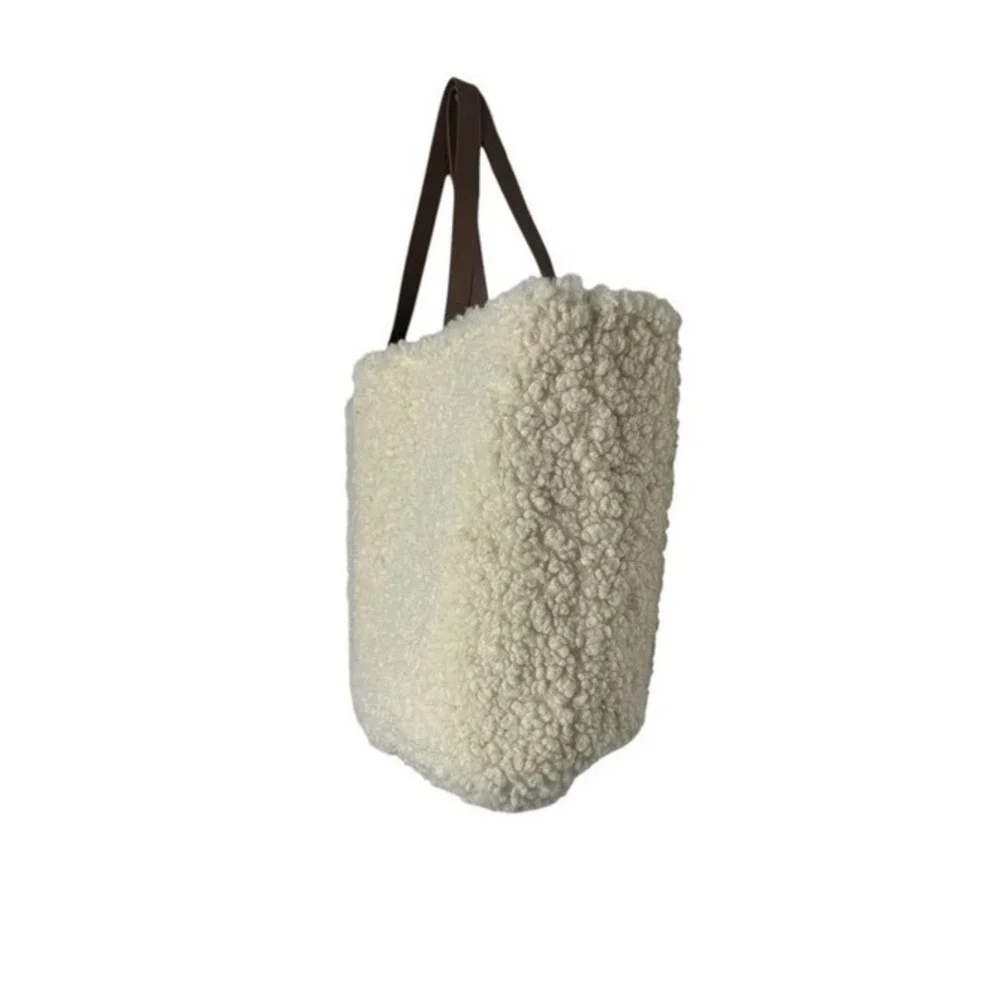 4/$40 Reverable Faux Leather and Sherpa‎ Brown and Cream Tote Bag